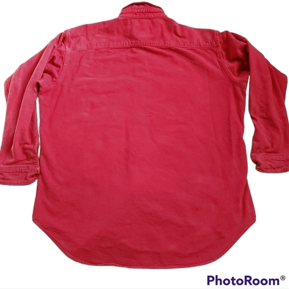 Woolrich Mens Heavy Cotton Red Button Down Shirt sz XL - Picture 3 of 8